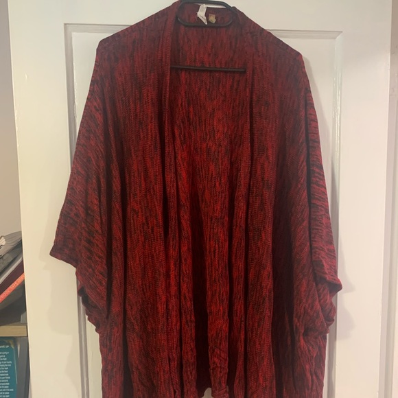 Red and black poncho like sweater - Picture 1 of 4